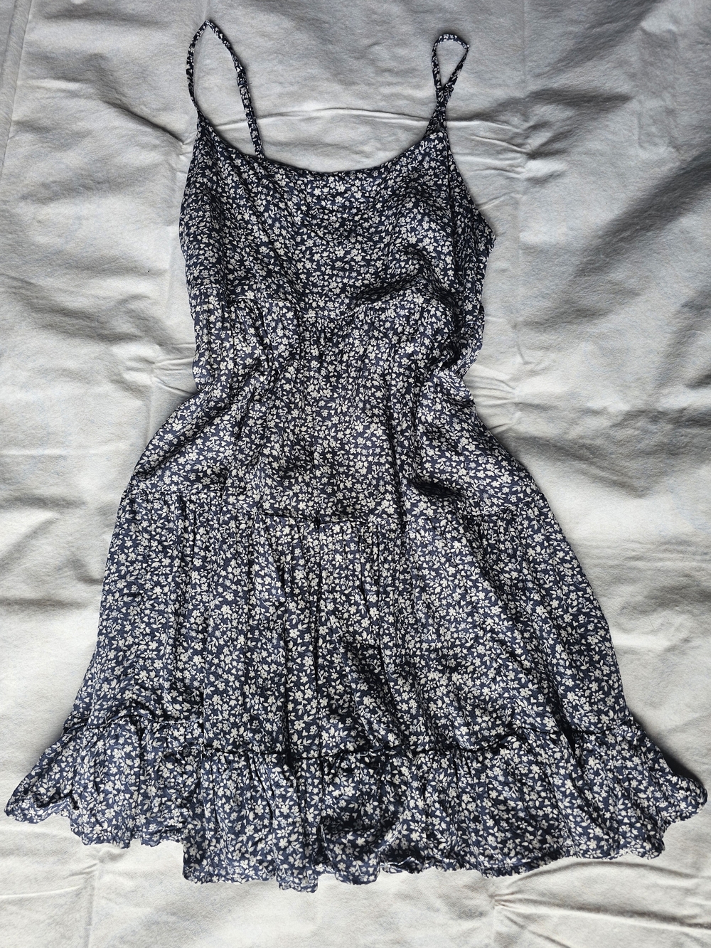 SO Navy and White Floral Spaghetti-Strap Mini Dress